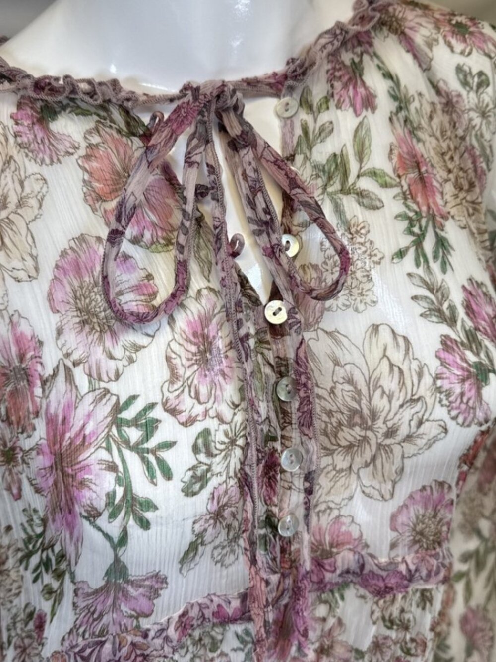 Johnny Was Jade Women's Floral Silk Sheer Dress, Size S - Picture 10 of 15